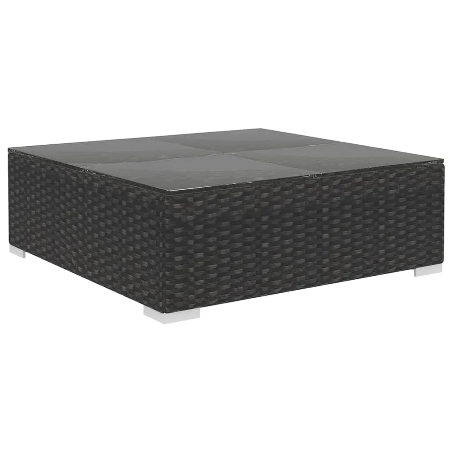 Salon de jardin 9 pcs avec coussins Résine tressée Noir - 6