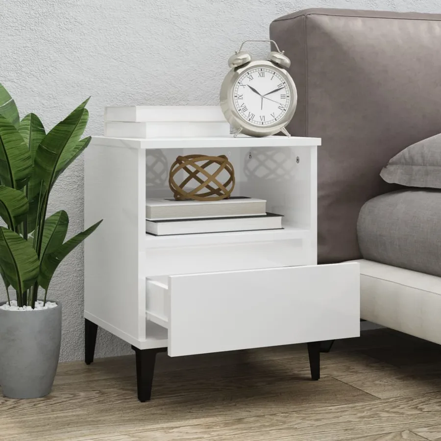 Tables de chevet 2 pcs Blanc brillant 40x35x50 cm - 3