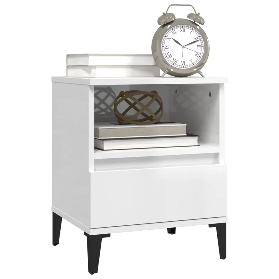 Tables de chevet 2 pcs Blanc brillant 40x35x50 cm - 4