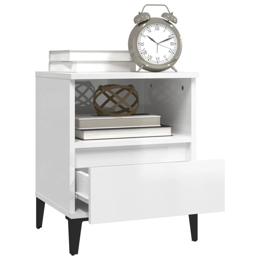 Tables de chevet 2 pcs Blanc brillant 40x35x50 cm - 5