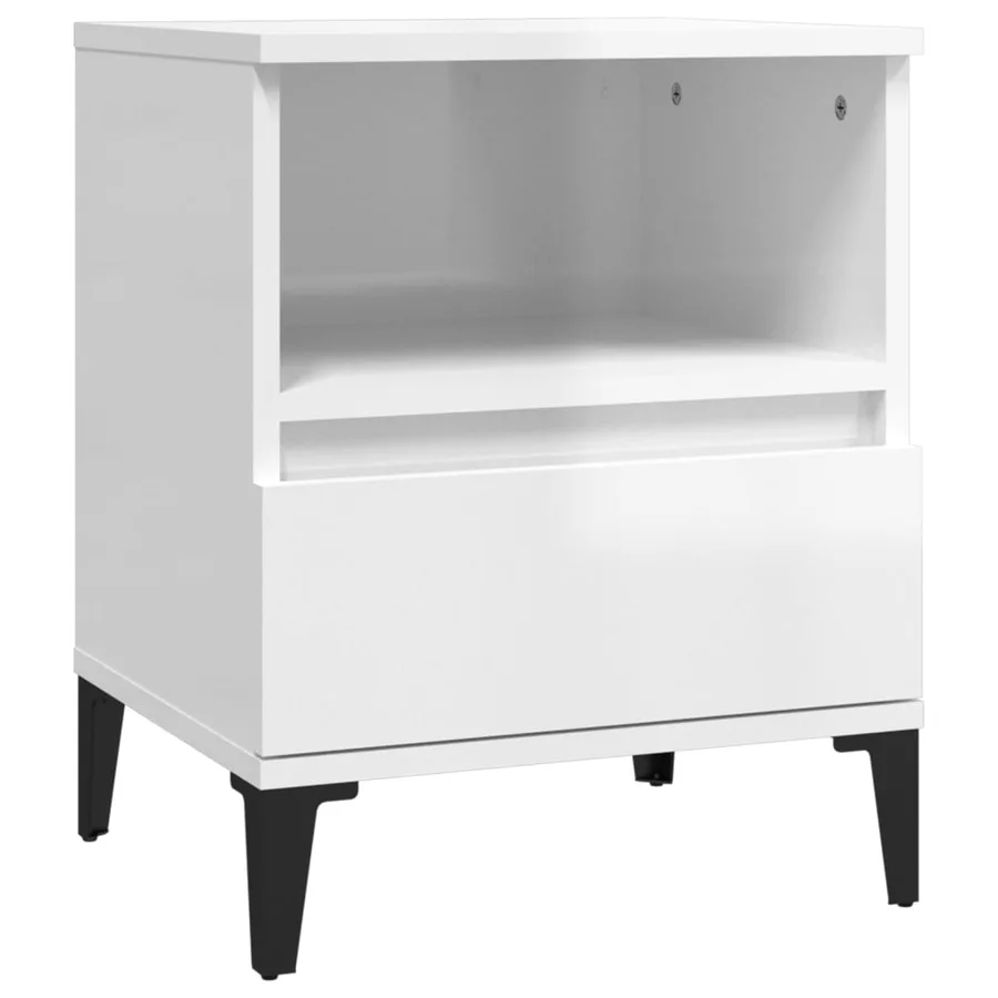 Tables de chevet 2 pcs Blanc brillant 40x35x50 cm - 6