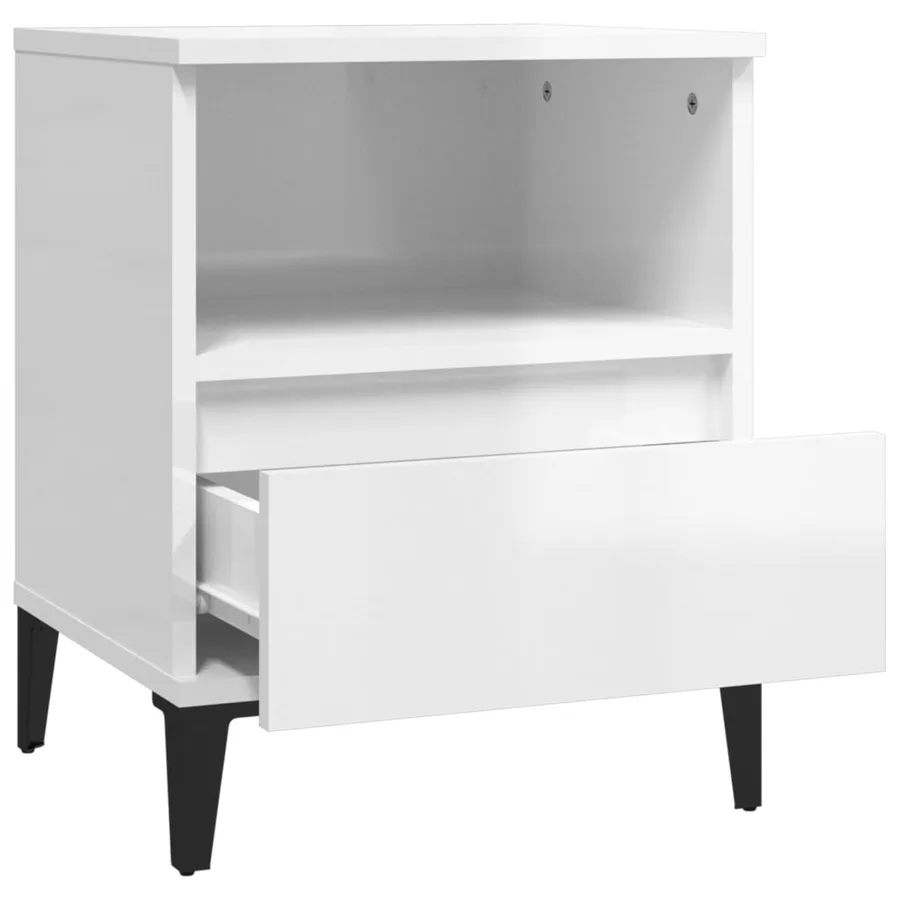 Tables de chevet 2 pcs Blanc brillant 40x35x50 cm - 8