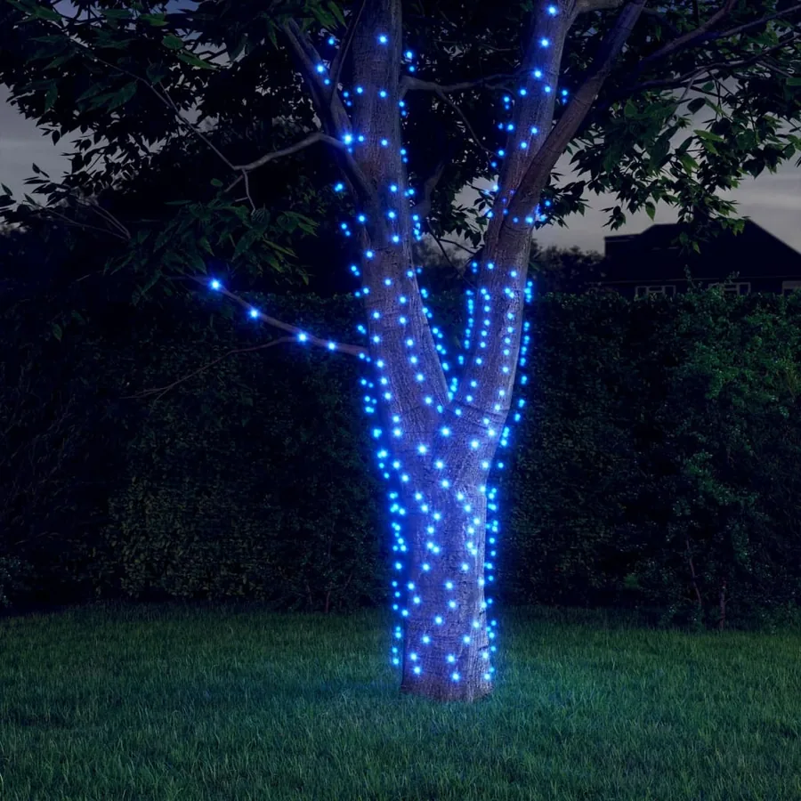 Lampes solaires 2 pcs 2x200 LED Bleu Intérieur Extérieur