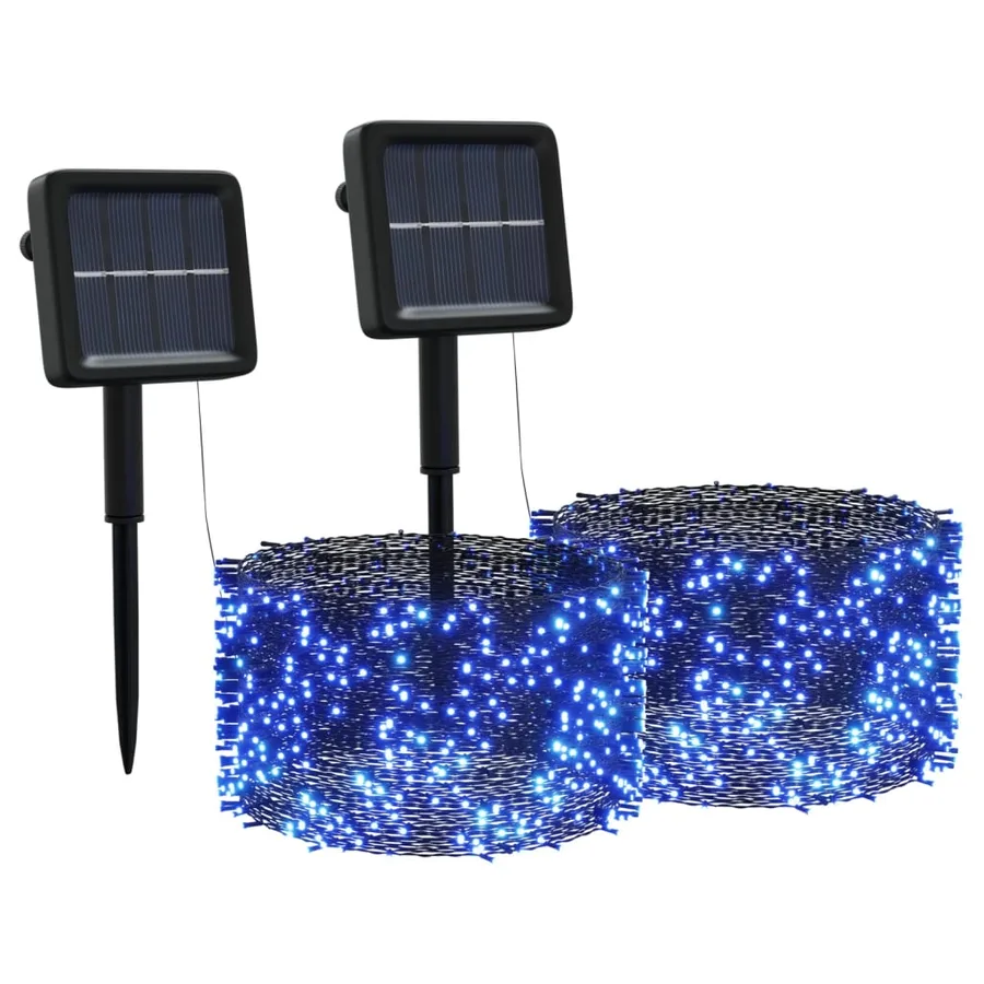 Lampes solaires 2 pcs 2x200 LED Bleu Intérieur Extérieur - 2