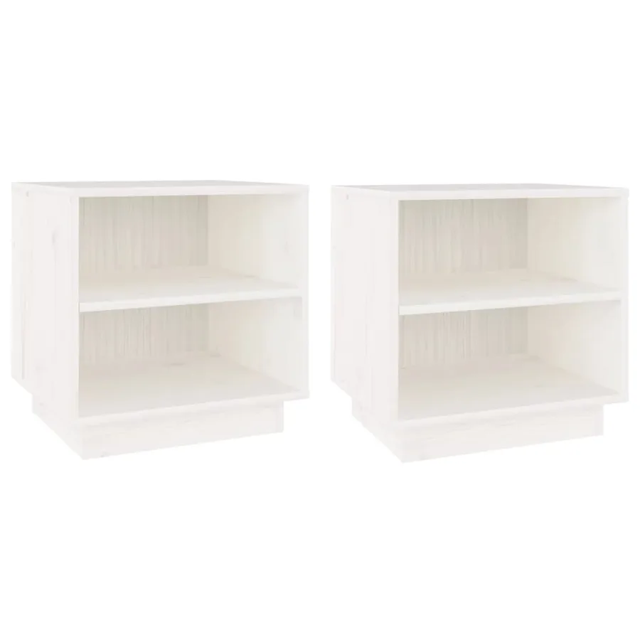 Tables de chevet 2 pcs Blanc 40x34x40 cm Bois de pin solide - 2