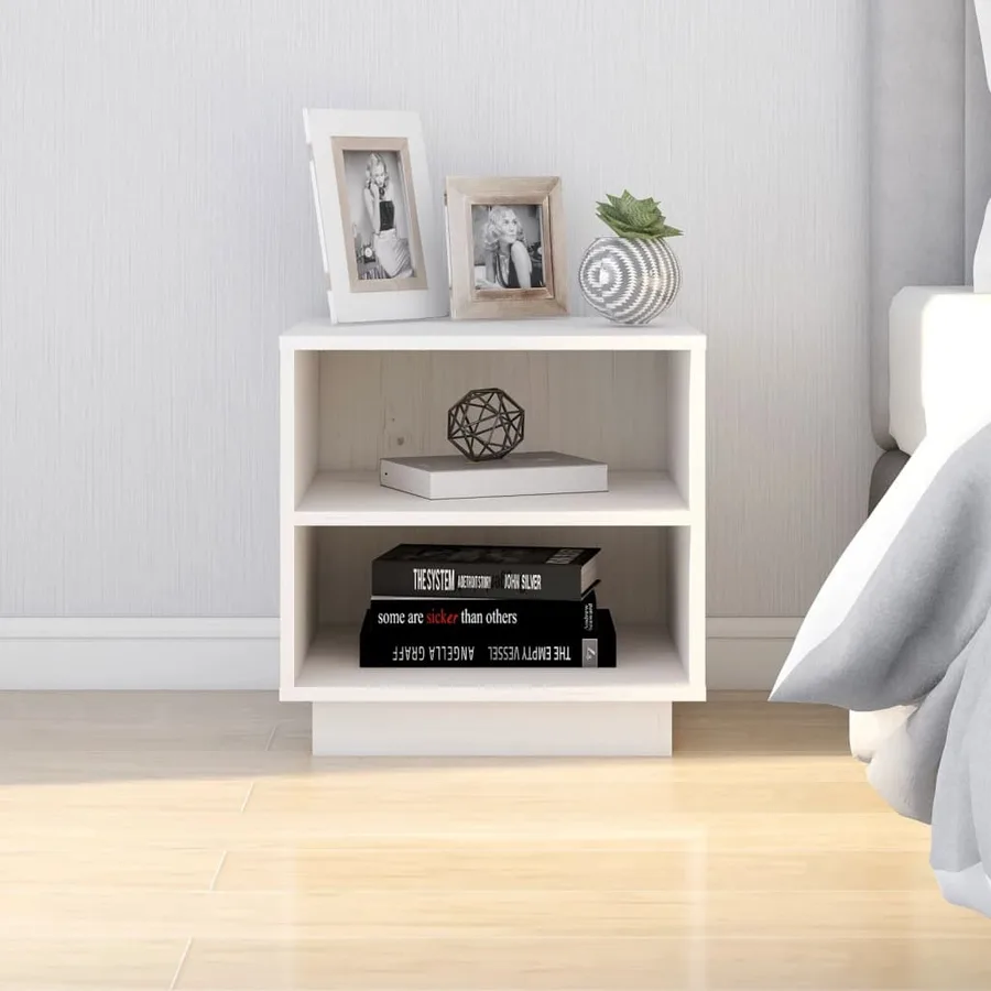 Tables de chevet 2 pcs Blanc 40x34x40 cm Bois de pin solide - 3