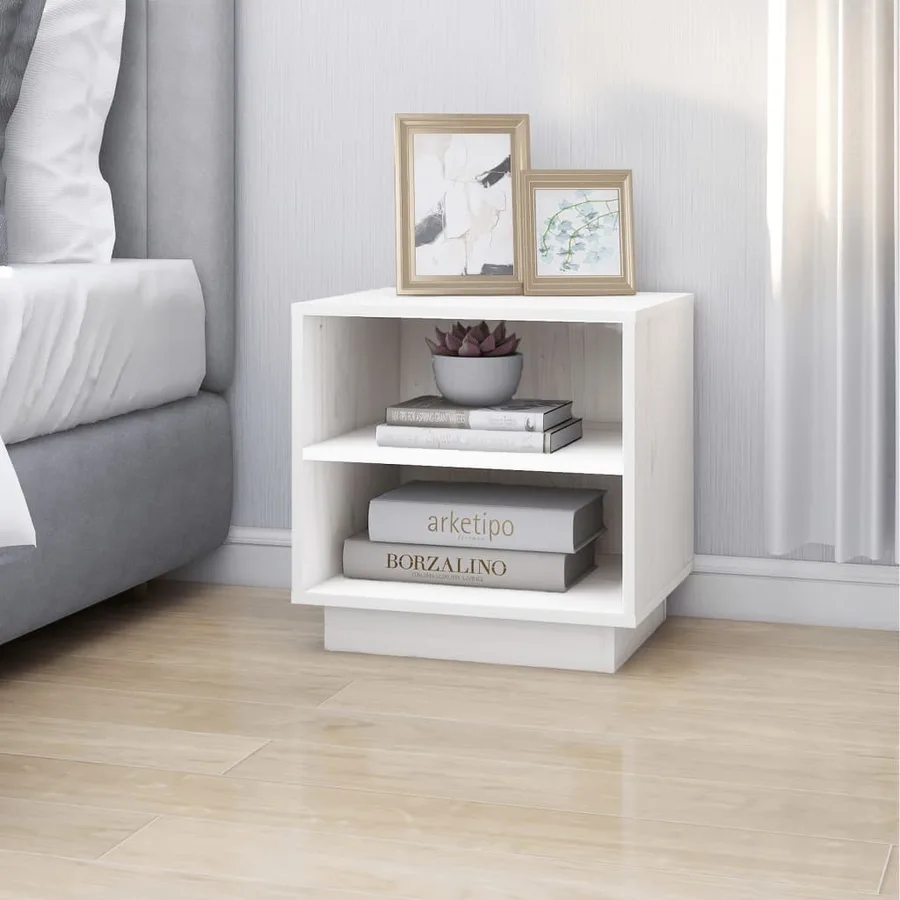 Tables de chevet 2 pcs Blanc 40x34x40 cm Bois de pin solide - 4