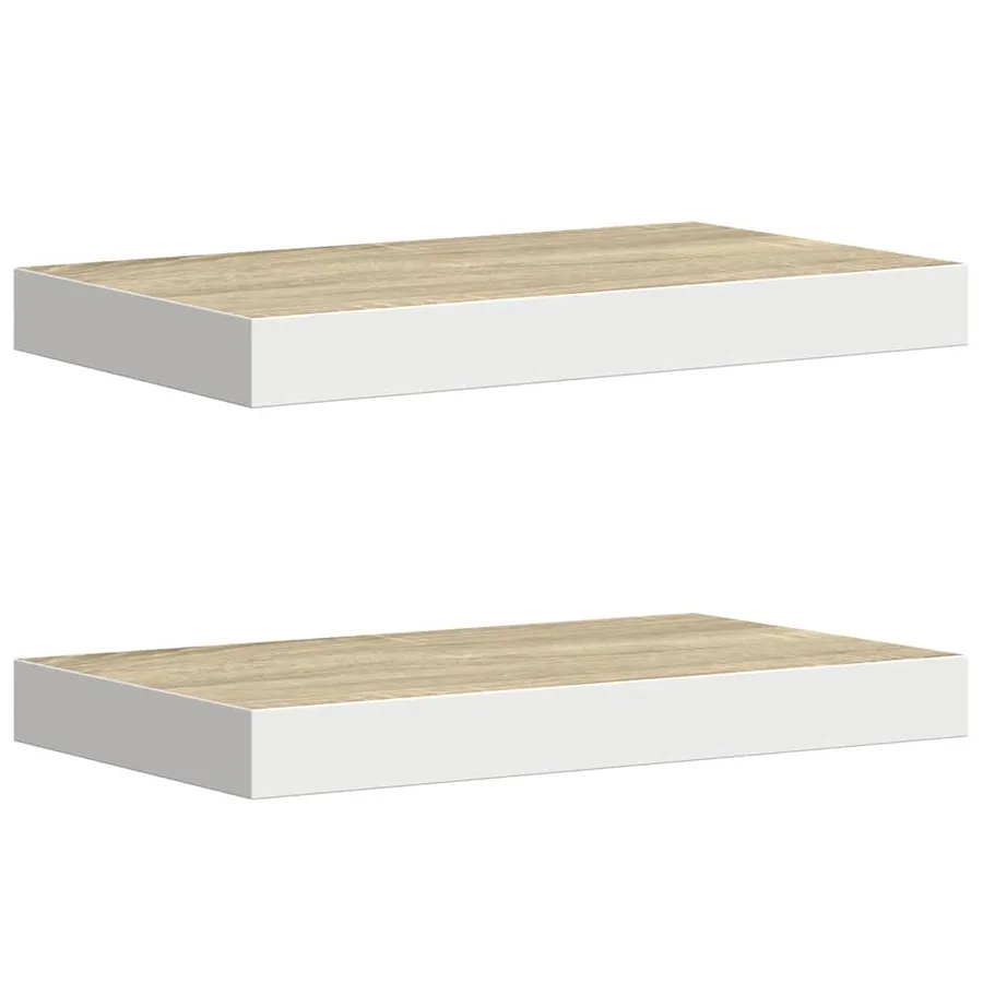 Étagères flottantes 2 pcs chêne et blanc 50x23,5x3,8 cm MDF - 2