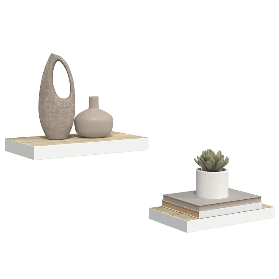 Étagères flottantes 2 pcs chêne et blanc 50x23,5x3,8 cm MDF - 5