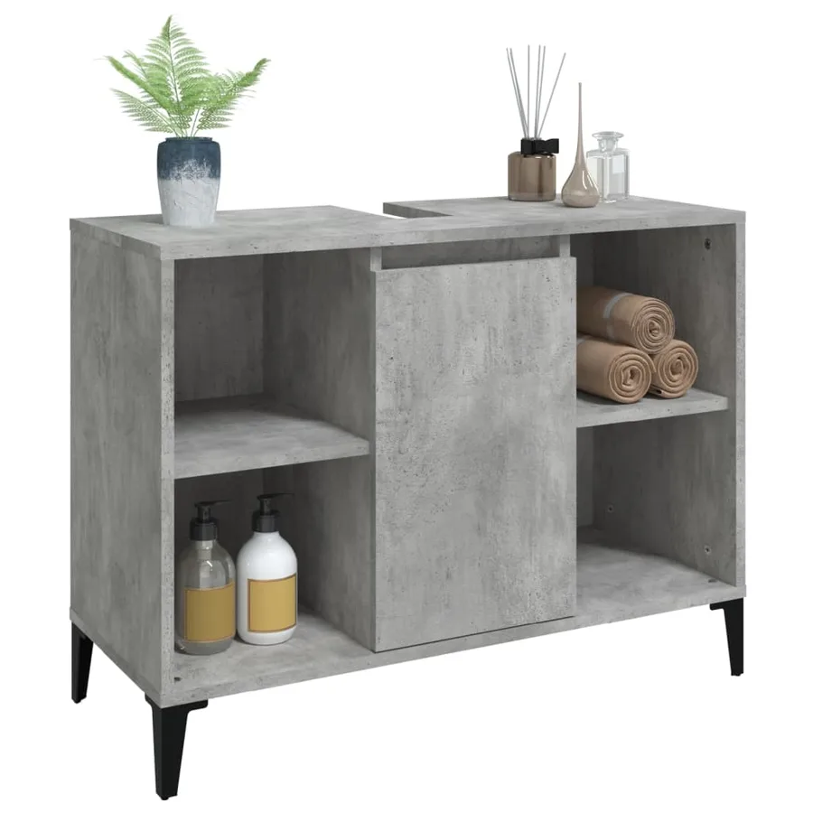 Meuble d'évier gris béton 80x33x60 cm bois d'ingénierie - 4