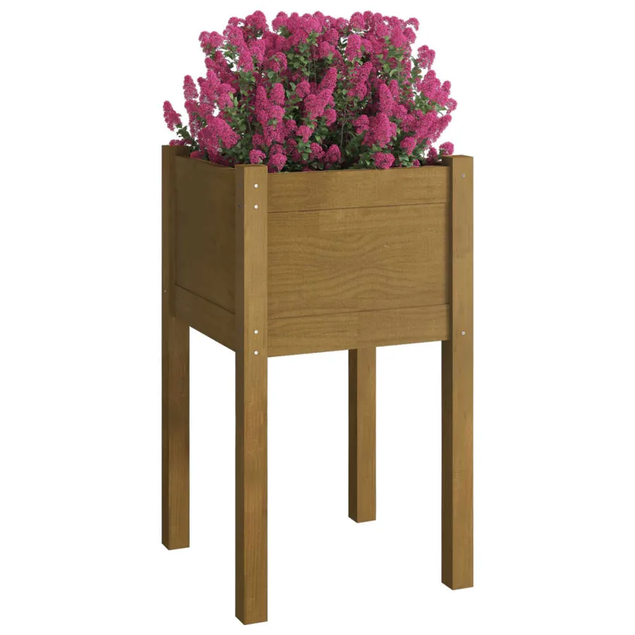 Jardinière d'extérieur Marron miel 40x40x70 cm Pin massif - 3