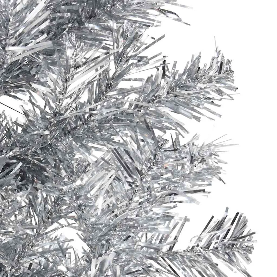 Demi sapin de Noël artificiel mince avec support Argenté 180 cm - 7