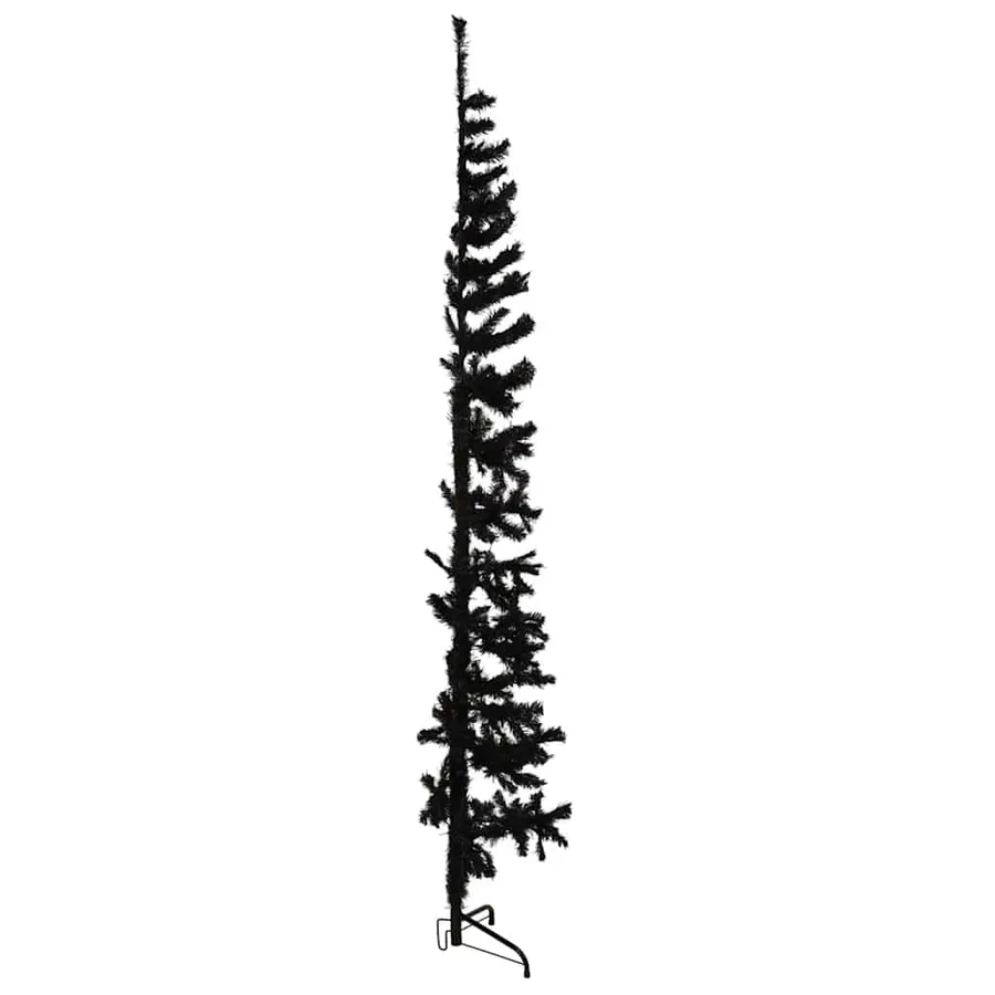 Demi sapin de Noël artificiel mince avec support Noir 210 cm - 4