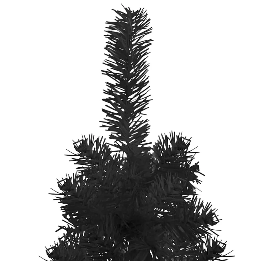 Demi sapin de Noël artificiel mince avec support Noir 210 cm - 5