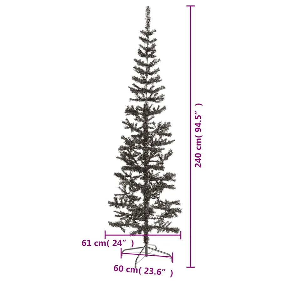 Sapin de Noël étroit Noir 240 cm - 7