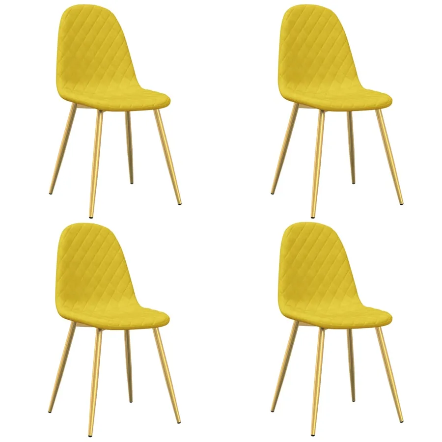 Chaises à manger lot de 4 Jaune moutarde Velours - 2