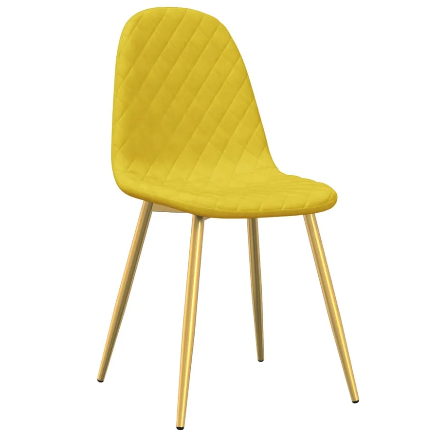 Chaises à manger lot de 4 Jaune moutarde Velours - 3