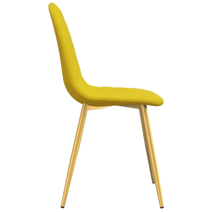 Chaises à manger lot de 4 Jaune moutarde Velours - 5