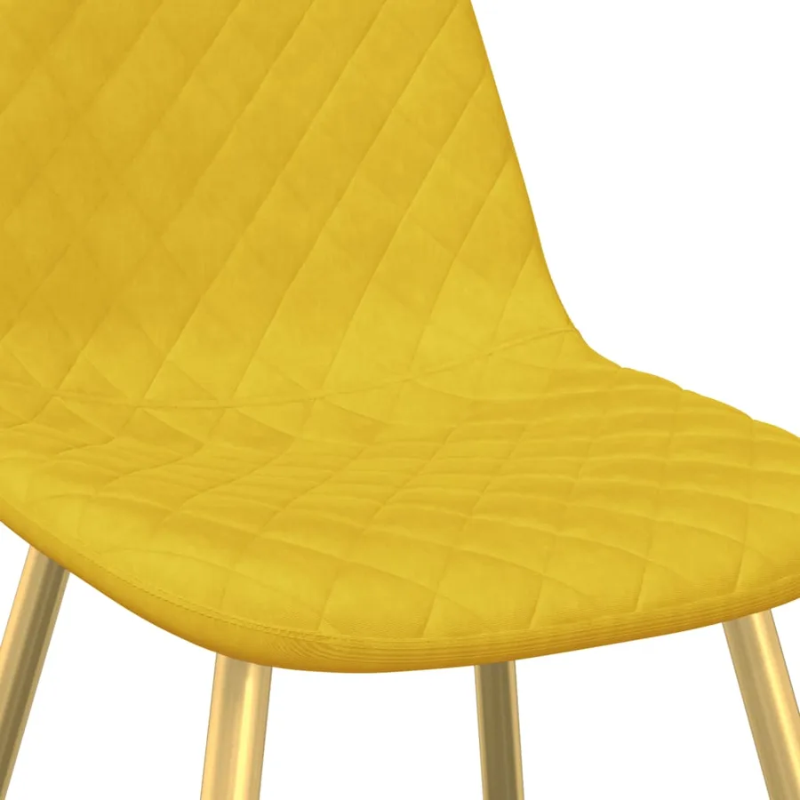 Chaises à manger lot de 4 Jaune moutarde Velours - 7