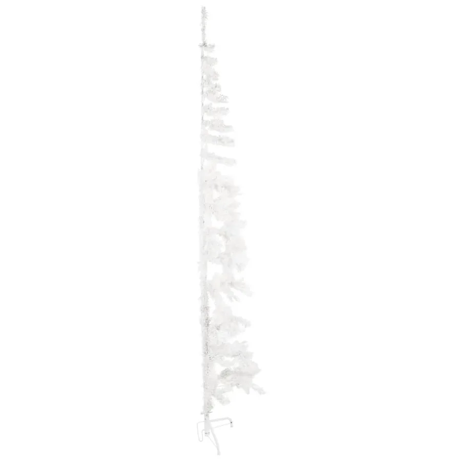 Demi sapin de Noël artificiel mince avec support Blanc 240 cm - 4
