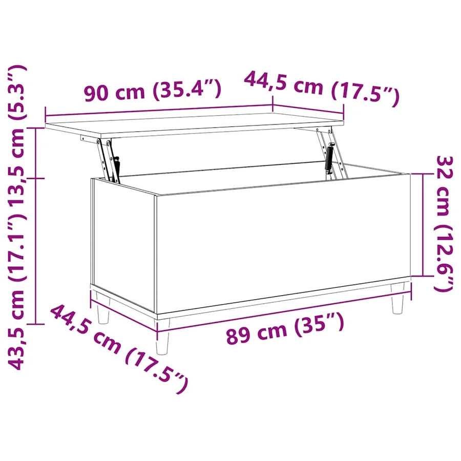 Table basse Chêne fumé 90x44,5x45 cm Bois d'ingénierie - 8