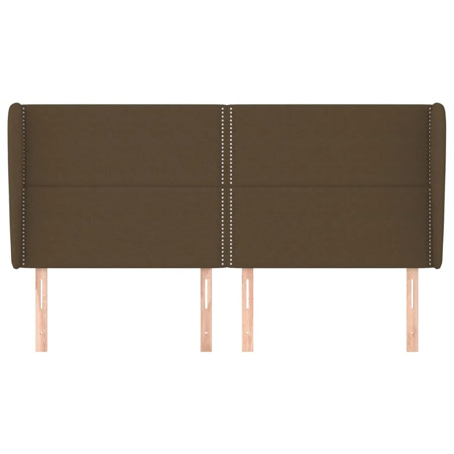 Tête de lit avec oreilles Marron foncé 183x23x118/128 cm Tissu - 3