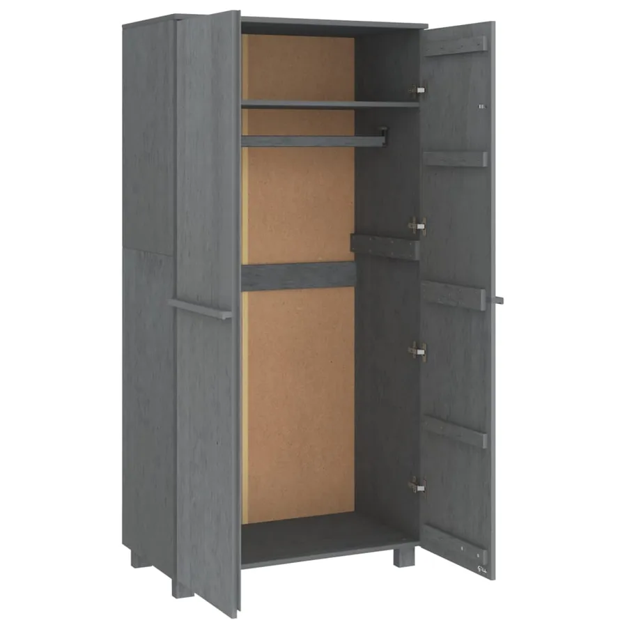 Garde-robe HAMAR Gris foncé 89x50x180 cm Bois massif de pin - 5
