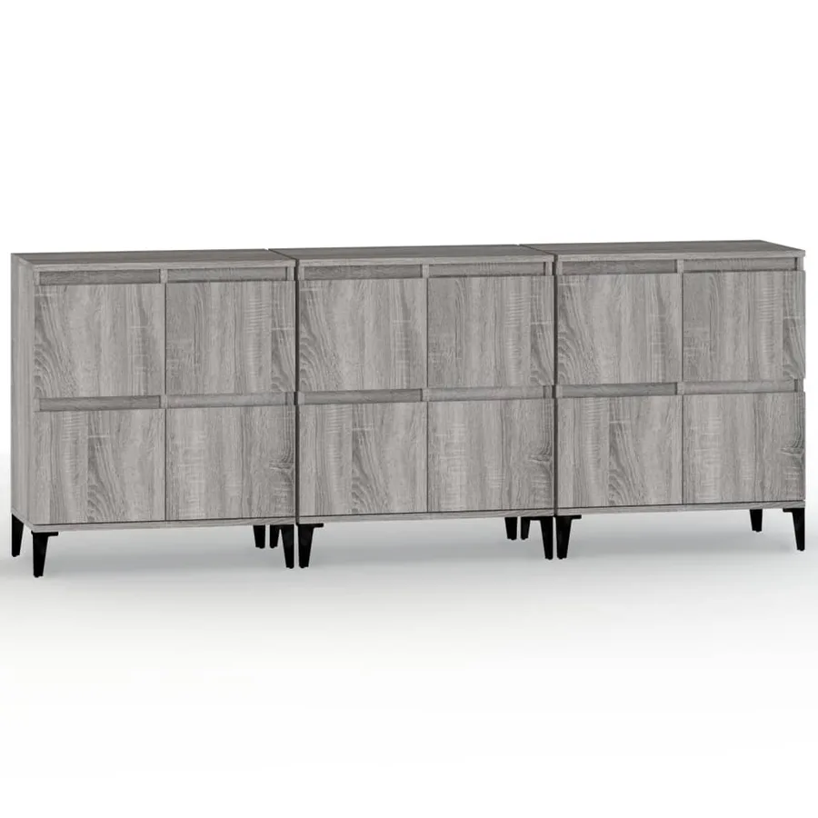 Buffets 3 pcs sonoma gris 60x35x70 cm bois d'ingénierie - 2