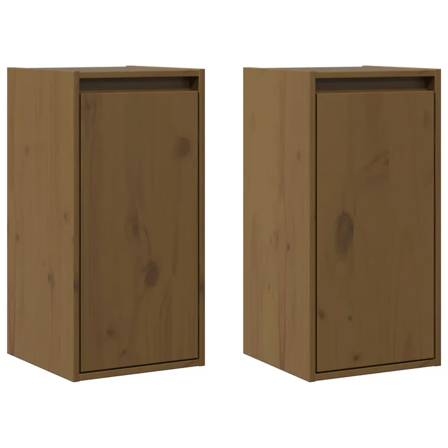 Armoires murales 2pcs Marron miel 30x30x60cm Bois de pin massif - 2