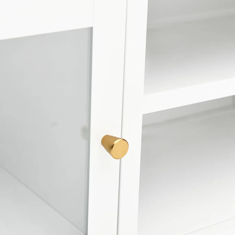 Meuble TV Blanc 90x30x44 cm Acier et verre - 7