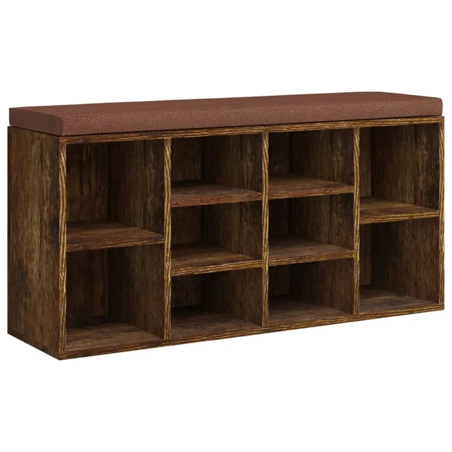 Banc à chaussures Chêne fumé 103x30x48 cm Bois d'ingénierie - 2