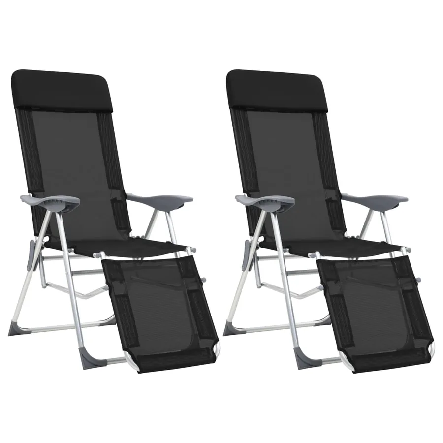 Chaises de camping pliantes et repose-pied lot de 2 textilène - 10