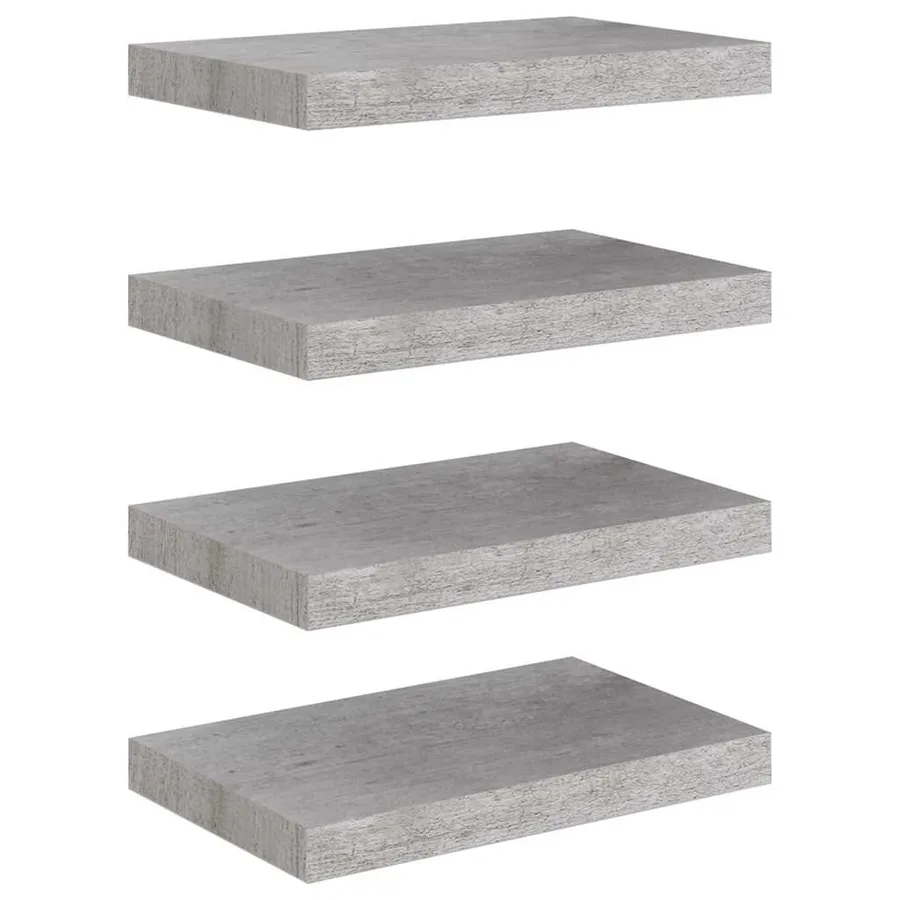 Étagères murales flottantes 4 pcs gris béton 40x23,5x3,8 cm MDF - 2