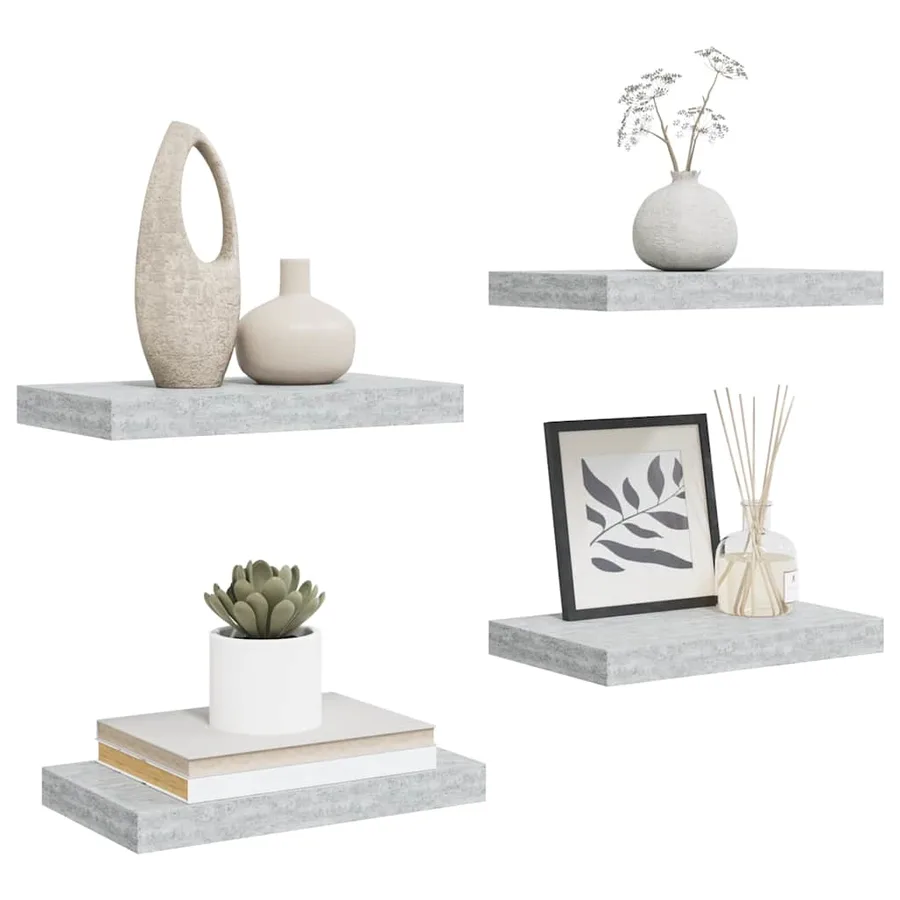 Étagères murales flottantes 4 pcs gris béton 40x23,5x3,8 cm MDF - 5