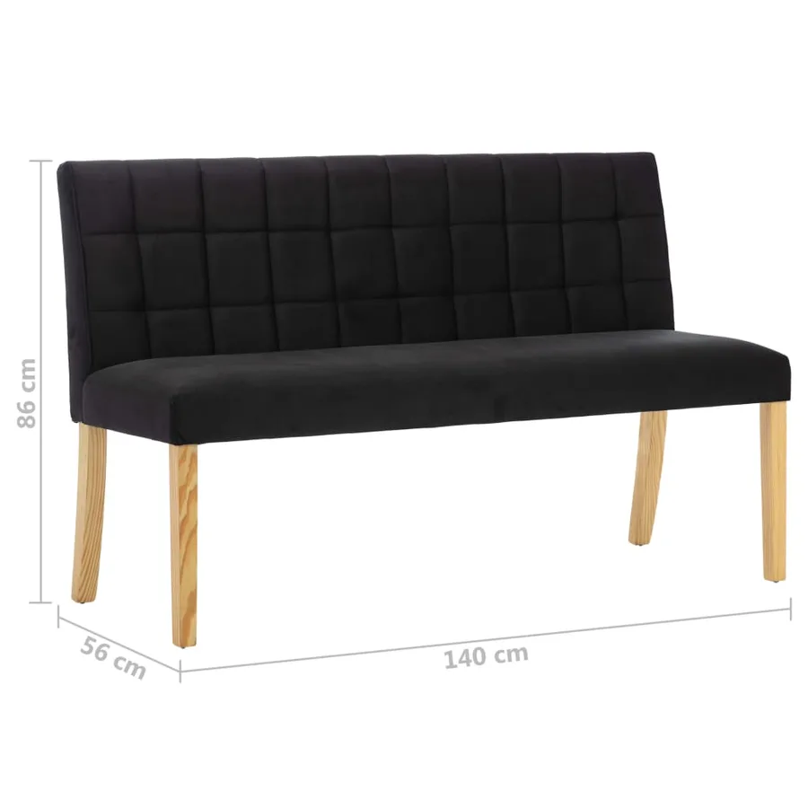 Banc 140 cm Noir Velours - 7