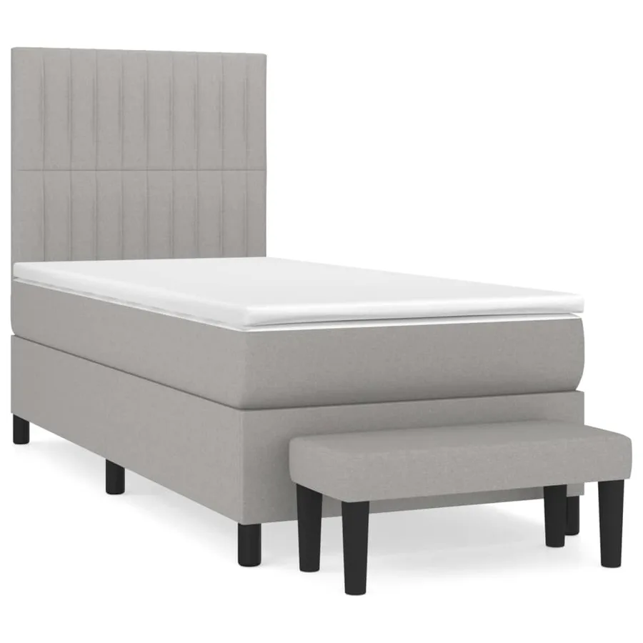 Sommier à lattes de lit avec matelas Gris clair 90x200 cm Tissu - 2