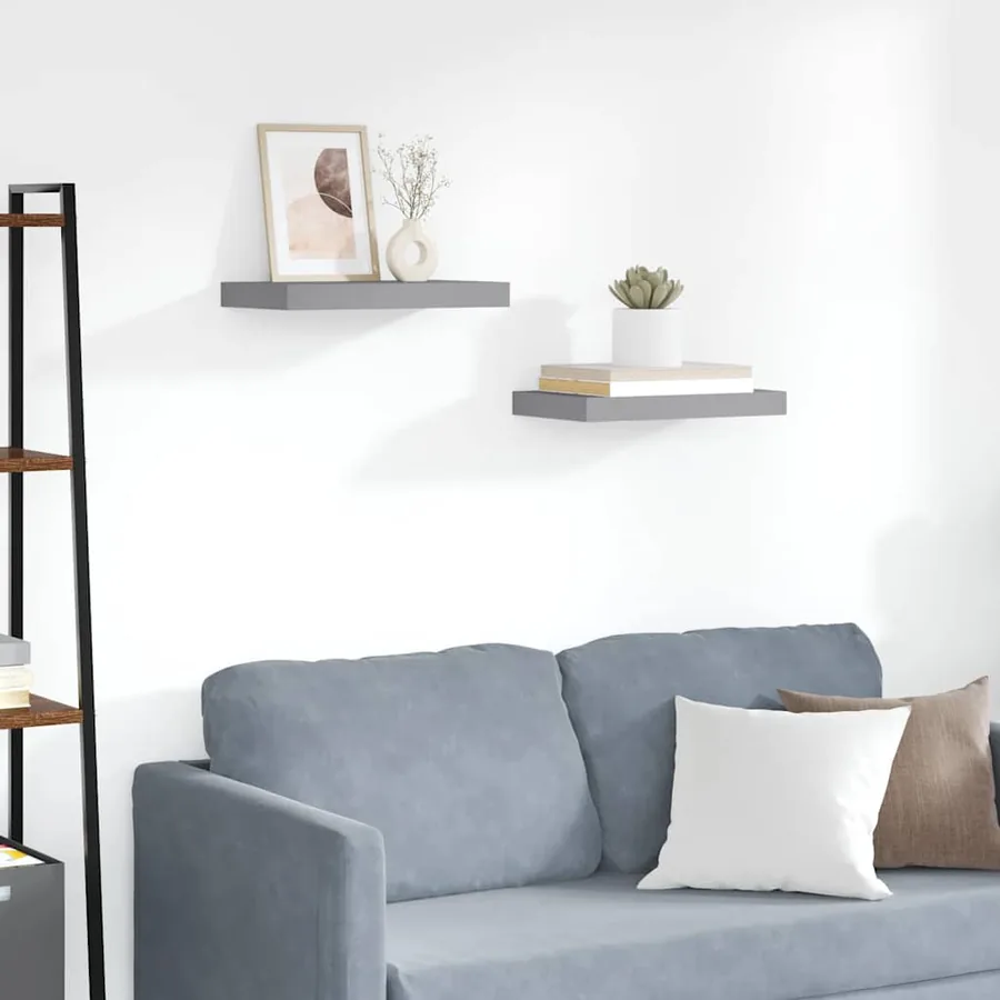 Étagères murales flottantes 2 pcs Gris 40x23,5x3,8 cm MDF