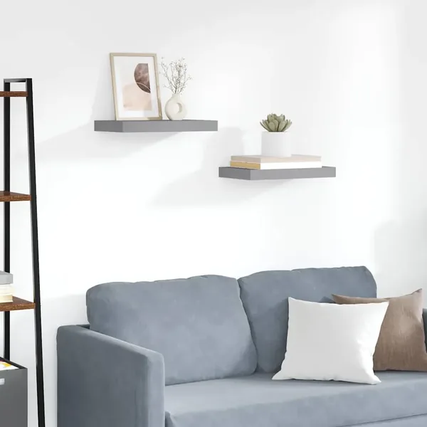 Étagères murales flottantes 2 pcs Gris 40x23,5x3,8 cm MDF