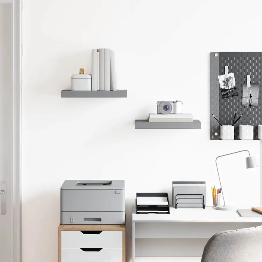 Étagères murales flottantes 2 pcs Gris 40x23,5x3,8 cm MDF - 3