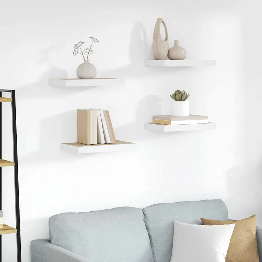 Étagères flottantes 4 pcs Chêne et blanc 40x23,5x3,8 cm MDF