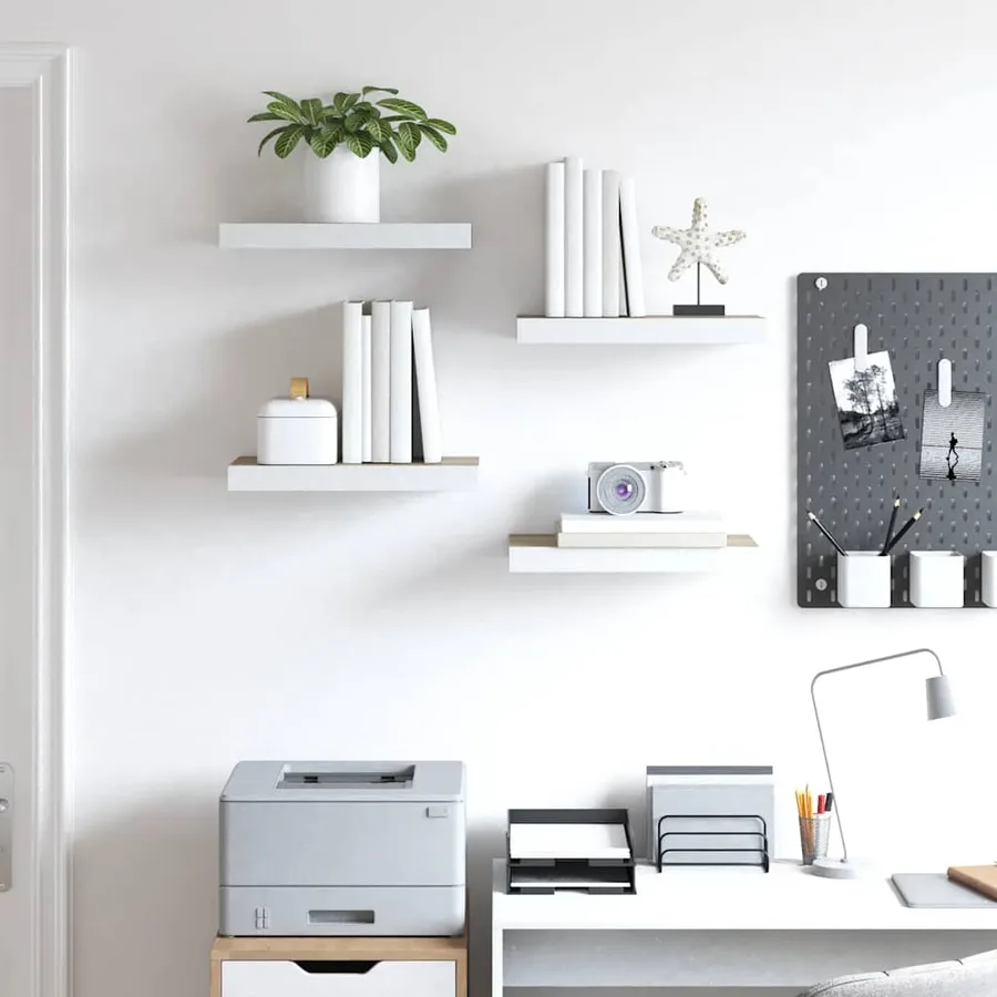 Étagères flottantes 4 pcs Chêne et blanc 40x23,5x3,8 cm MDF - 3
