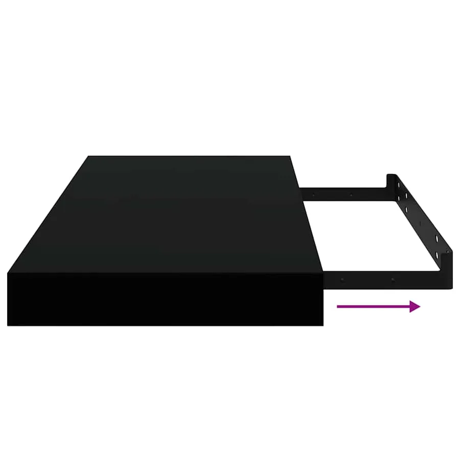 Étagère murale flottante Noir brillant 50x23,5x3,8 cm MDF - 10