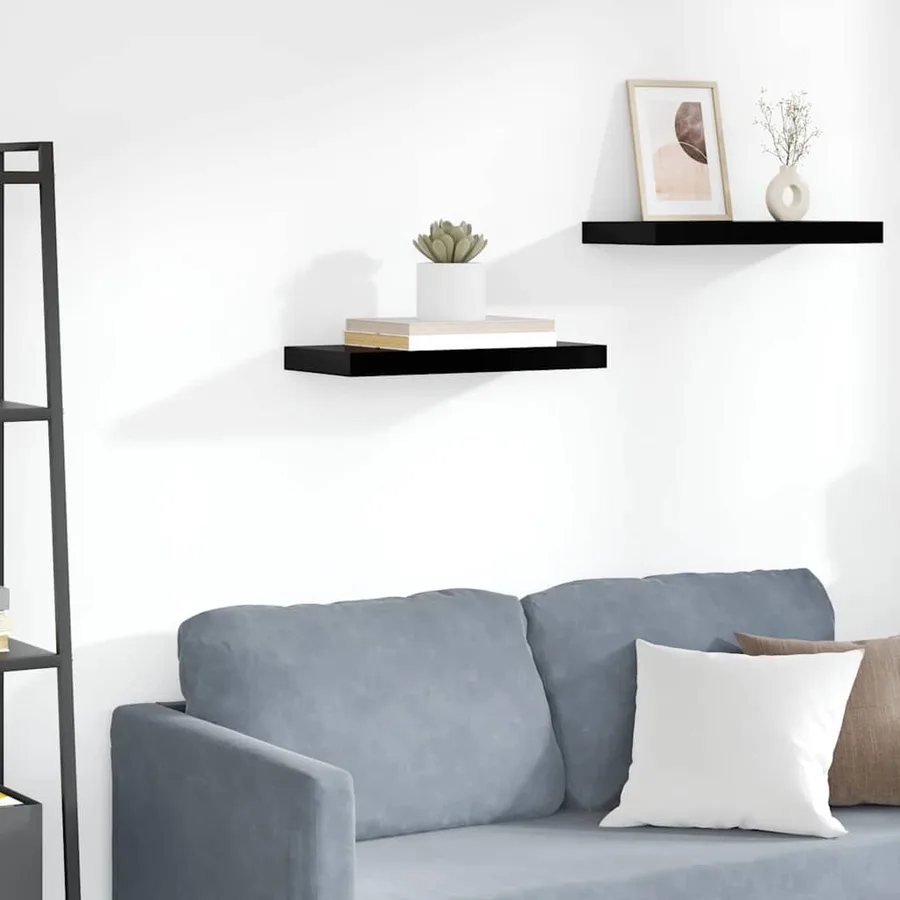 Étagère murale flottante Noir brillant 50x23,5x3,8 cm MDF - 2