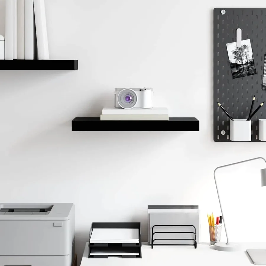 Étagère murale flottante Noir brillant 50x23,5x3,8 cm MDF - 3