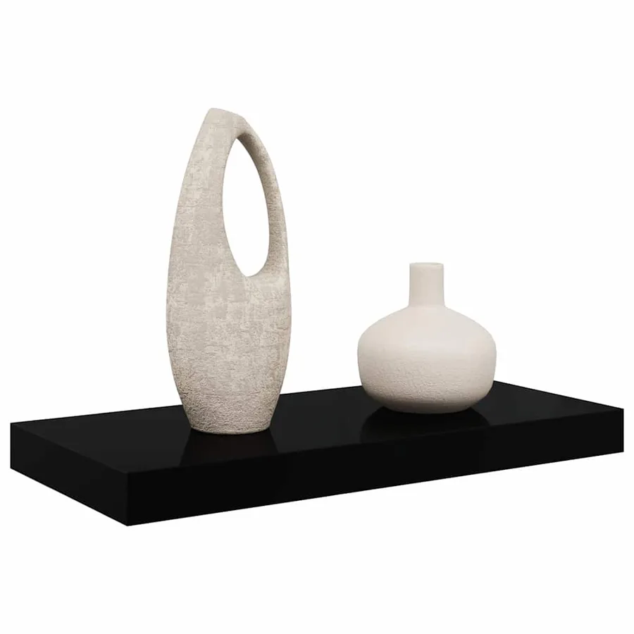 Étagère murale flottante Noir brillant 50x23,5x3,8 cm MDF - 5