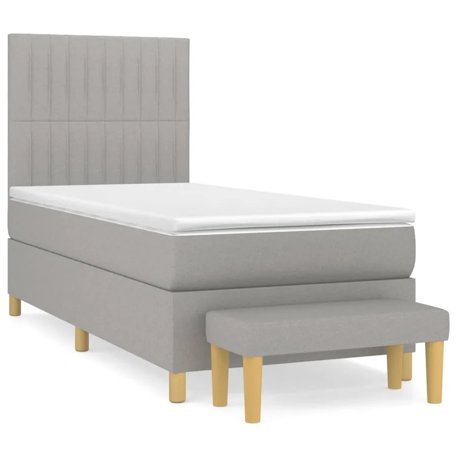 Sommier à lattes de lit avec matelas Gris clair 90x200 cm Tissu - 2