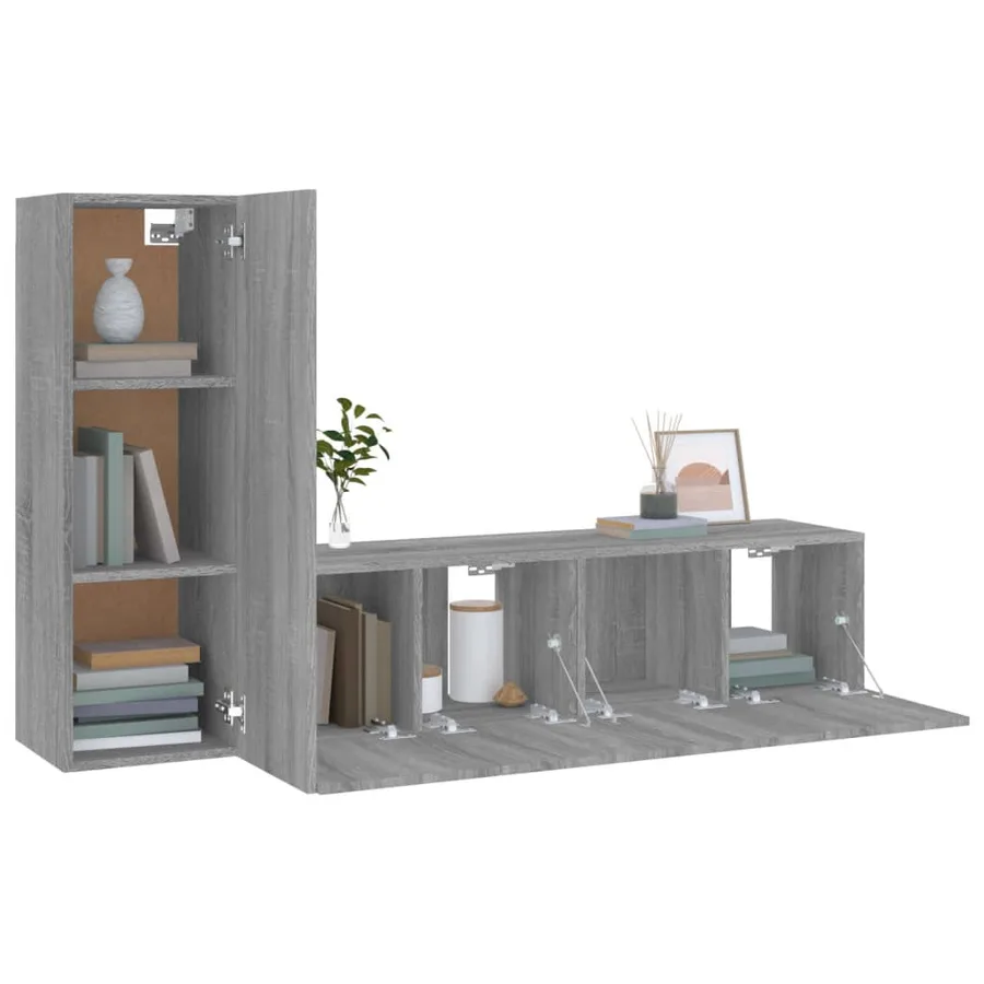 Ensemble de meubles TV 3 pcs Sonoma gris Bois d'ingénierie - 4