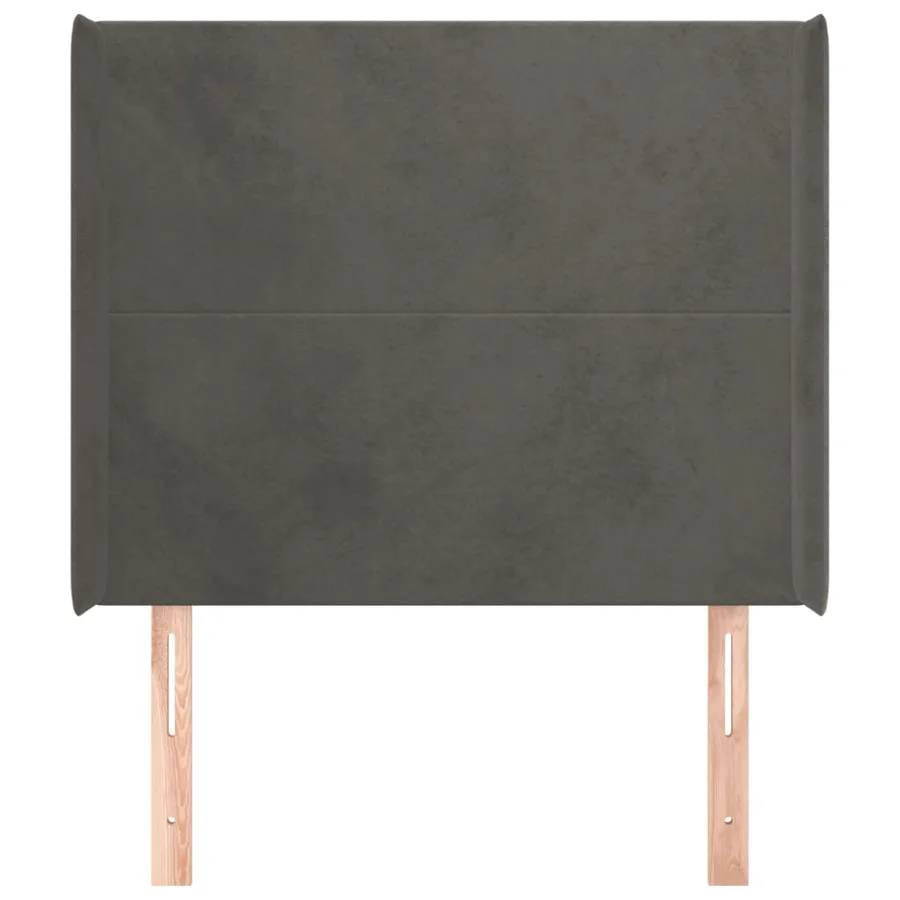 Tête de lit avec oreilles Gris foncé 103x16x118/128 cm Velours - 3