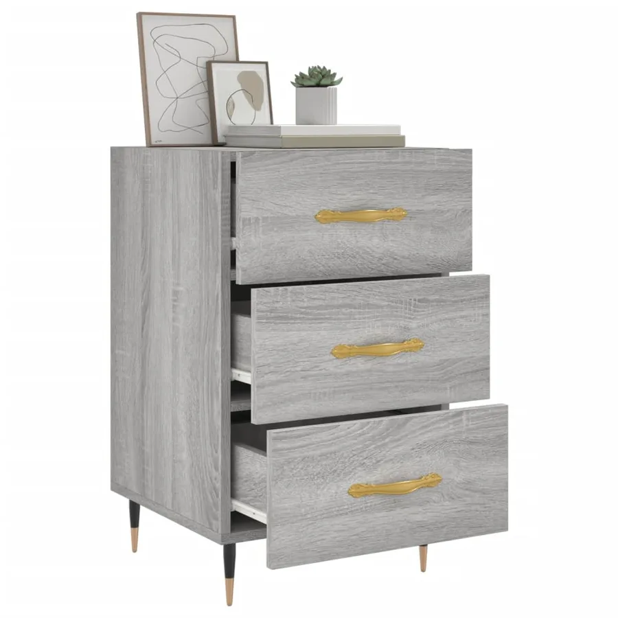 Table de chevet sonoma gris 40x40x66 cm bois d'ingénierie - 4