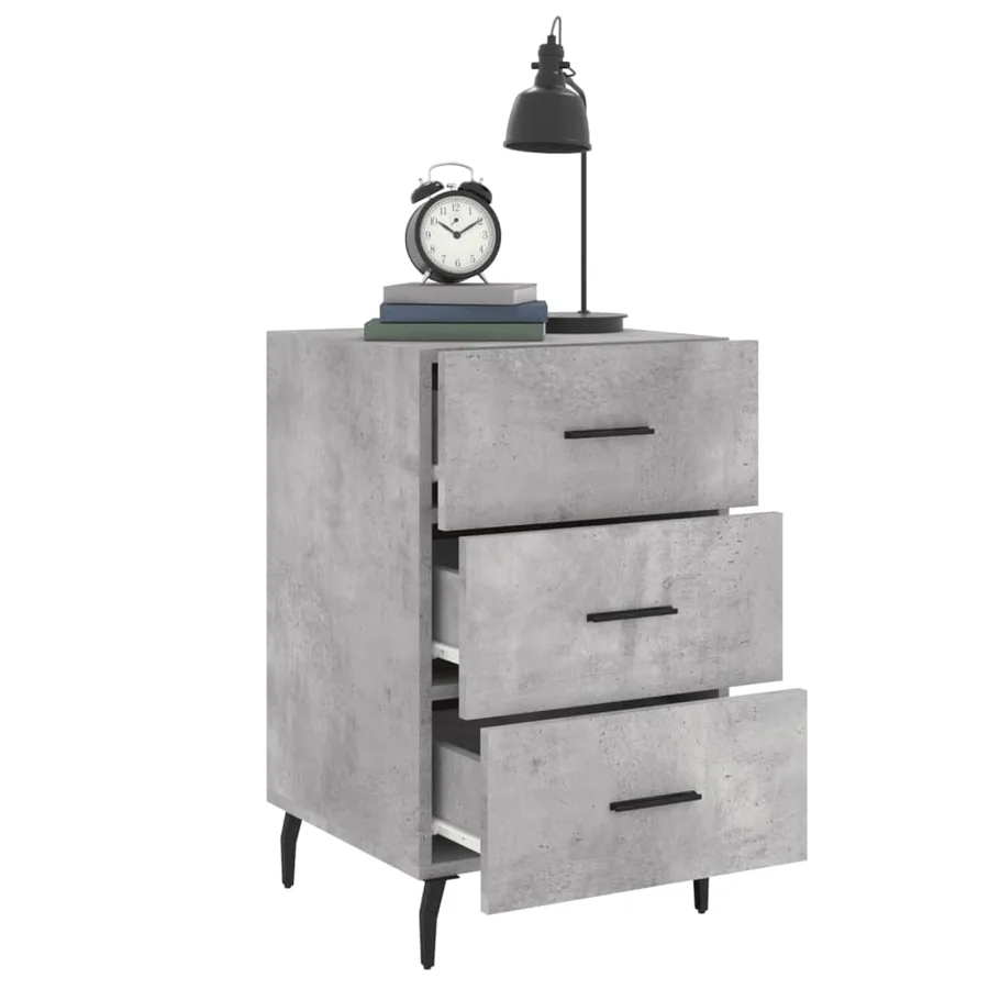 Table de chevet gris béton 40x40x66 cm bois d'ingénierie - 4